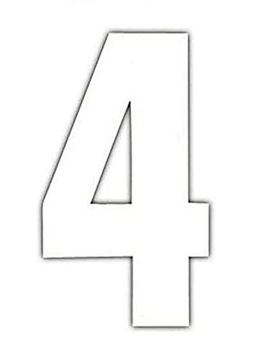 Merriway BH04243 (3 Pcs) White Vinyl Stick-On Wheelie Bin Post Box Crate Dust Bin Numbers, 150mm (6 Inch) Number 4 - Pack of 3 Pieces