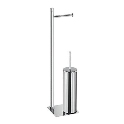 GEDY G-Seul Colonna Porta Rotolo + scopino Bagno, Cromo con Finitura cromata, Misure 62,8 x 14 x 14 cm, Set per WC in Acciaio Inox e Cromall, Brugola da 4mm Inclusa, Carta, Unica