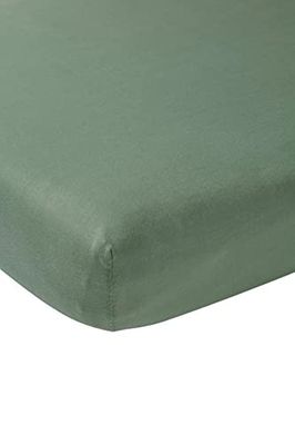 Meyco Baby Uni hoeslaken voor het kinderbed (bedlaken met zachte jersey-kwaliteit, van 100% katoen, perfecte pasvorm door elastiek rondom, ademend, afmetingen: 60 x 120 cm), bosgroen