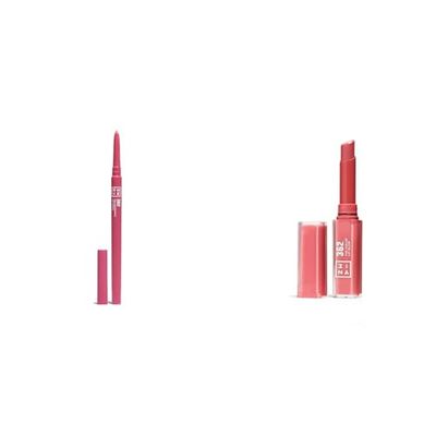 3INA MAKEUP - The Automatic Lip Pencil 362 +The Color Lip Glow 362 - Matita Labbra Rosa Waterproof + Rosetto Rosa Tenue Burroacaco di Karite per Nutrire le Labbra - Vegan - Cruelty Free