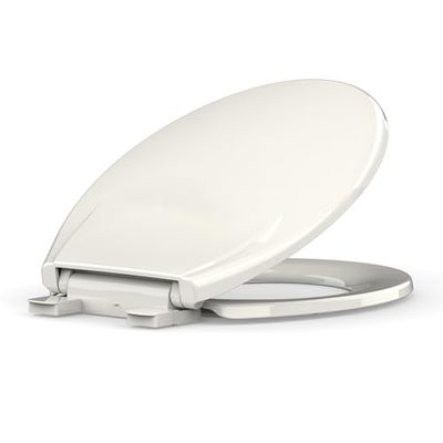 Asiento de inodoro redondo, asiento de inodoro con liberación rápida y fijación rápida, asiento de inodoro de plástico con cierre suave, fácil de instalar y limpiar, se adapta a la mayoría de inodoros
