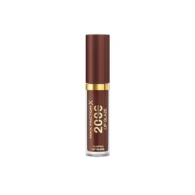 Max Factor 2000 Calorie Lip Glaze, brillante gloss colorato, arricchito da un complesso nutriente con Acido Ialuronico e Squalane, formula vegana, 180 Chocolate Glow, 4,4 ml