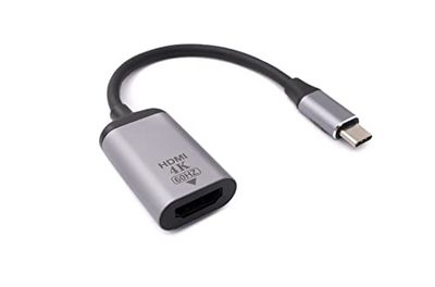 System-S Cavo HDMI 20 cm Standard 1.4 Femmina a USB 3.1 Tipo C Maschio Adattatore Grigio