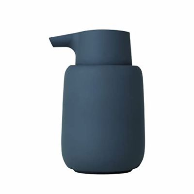 blomus Distributeur de Savon, Céramique, Plastique, Silicone, Gris foncé, H 14 cm, T 9,5 cm, Ø 8,5, V 0,25 l 69039