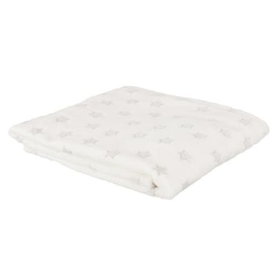 HOME DECO KIDS TX8122 fosforescerande stjärnpläd, polyester, vit-ljusgrå, 120 x 150 x 0,5 cm