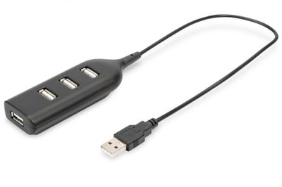 Concentrateur USB DIGITUS - 4 ports - USB 2.0 haut débit - 480 MBit/s - Alimentation USB - Noir