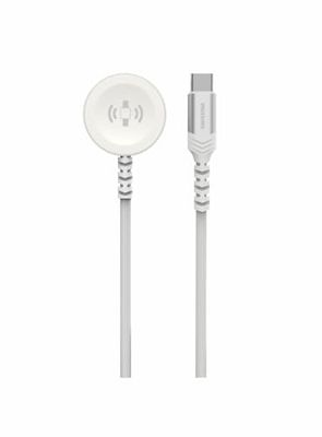 Swissten 1,2 m gevlochten USB-C-kabel - voor het magnetisch opladen van Apple Watch - wit
