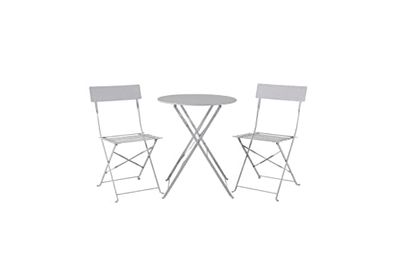 Venture Home Marseille Foldable Steel Bistro Set-Gris Table