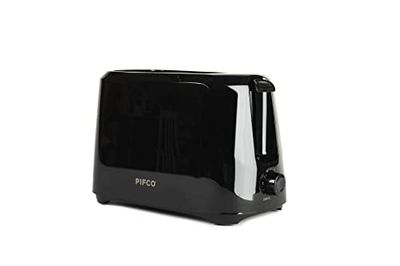 PIFCO® Black Toaster 2 Slice - 700W - 6 Browning Controls & Anti-Jam Function - Compact Design 2 Slice Toaster - Easy to Clean with Removable Crumbs Tray