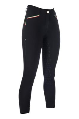 HKM Livigno Sportive-Silicone Full Seat Pantalones, Negro, 28W para Mujer