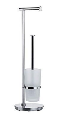 Smedbo FK607 Outline Lite Porte-Rouleau de WC/Brosse de Toilette Rond Acier Inoxydable/Verre Opale Argent/Blanc 17,5 x 17,5 x 60 cm