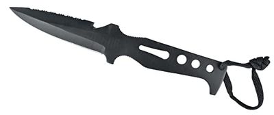 SEAC Tajaman, Coltello Subacqueo per Pesca in Apnea e Immersioni in Accaio Inox Teflonato Unisex Adulto, Nero, 95 mm