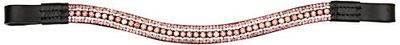 Cwell Equine Dressage Crystal Bling 5 Rows crystal Browband Pink crystal Rhinestones sparkly Black (COB 15")