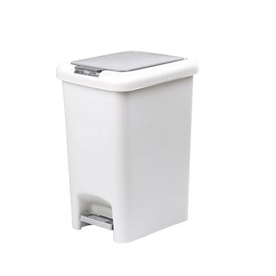 Casa & Casa Fairmont Pedal Bin, Modern and Stylish Trash Can, 30L Bin for Kitchen, Bathroom, Bedroom, Office, Anti-Fingerprint Outer Finish, Durable Plastic Rubbish Bin, Rectangular Waste Bin, White