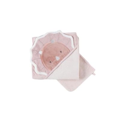 NOUKIE'S - Set de bain en éponge - Cape de bain + Gant - Popsie - Rose poudré