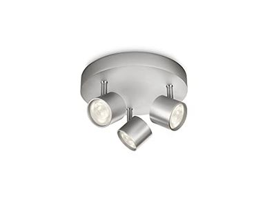 Philips myLiving Star Barra de holofotes, LED, 3 luzes, alumínio, luz branca quente, 3 W, cinzento