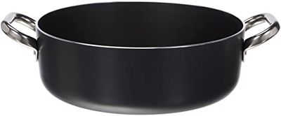 Pentole Agnelli ALSA106SS28 Alblack Casserole basse avec poignées, aluminium, noir, 28 cm