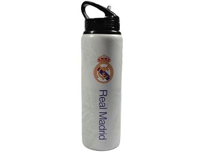 Hy-Pro Bouteille en aluminium sous licence officielle Real Madrid CF – 750 ml, paille pliable intégrée, étanche, légère, excellente idée cadeau de football