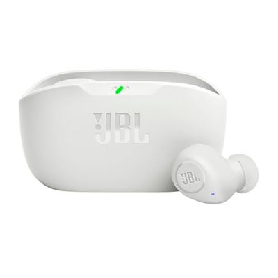 JBL Wave Buds Auricolari Wireless In-Ear Bluetooth, Waterproof IP54 e Antipolvere IPX2, Deep Bass Sound, Tecnologia TalkThru e AmbientAware, Fino a 32 h di Autonomia, Bianco