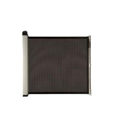 Lascal KiddyGuard - Barrera frontal de seguridad discreta para escaleras - Barrera de puerta enrollable de lona con carcasa de aluminio - Panel extensible hasta 120 cm - Negro