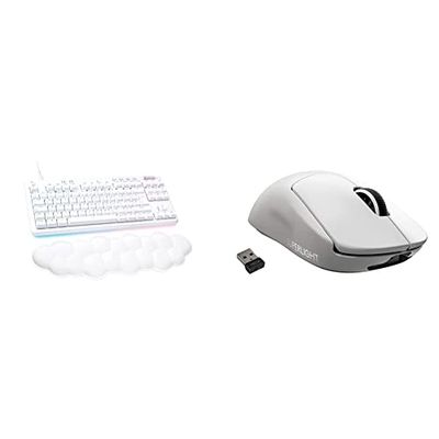 Logitech G G713 Wired Mechanical Gaming Keyboard with LIGHTSYNC RGB Lighting, Tactile Switches - White Mist & PRO X SUPERLIGHT Wireless Gaming Mouse, HERO 25K Sensor, Ultra-light with 63g