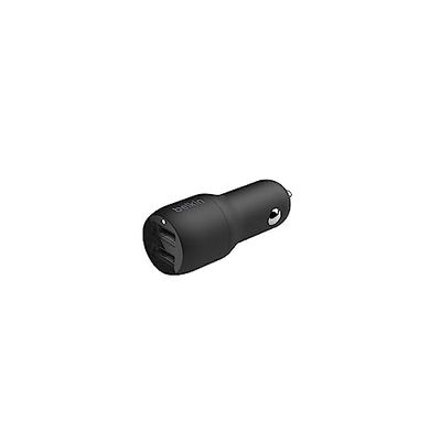 Belkin Chargeur de voiture double USB Boost Charge 24 W (pour iPhone 14,14 Plus, 14 Pro, 14 Pro Max, 13, 12 et modèles précédents, chargeur de voiture pour téléphones Android)