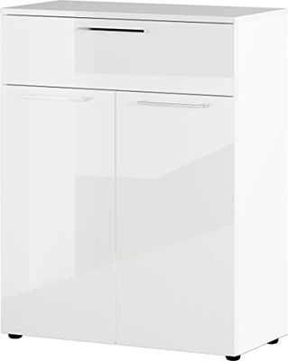 Germania Cassettiera 3578-84 GW-Sunnyvale, in bianco, frontale e ripiano superiore alta lucentezza, 84 x 107 x 40 cm (LxAxP)