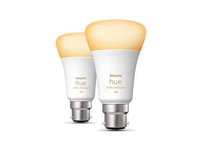 Philips Hue White Ambiance Lampadina LED Smart, Attacco a Baionetta B22, 75 W, 2 Pezzi