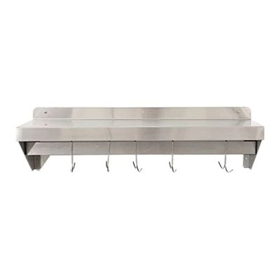 Stalwart DA-WHPR183025 Wall Shelf with Pot Rack 18 Hooks Stainless Steel 1800x300x254mm