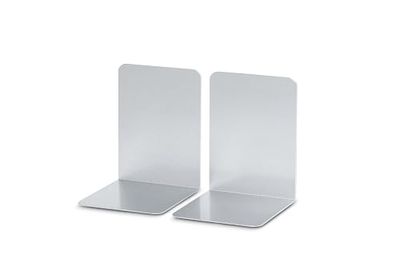 MAUL Serre-Livre en Aluminium (2 pièces) 12x12x17,5cm | Organisateur, décoration pour l'étagère, Le Bureau et la Maison | Aluminium Stable au Design élégant, protège Les Meubles | Argenté