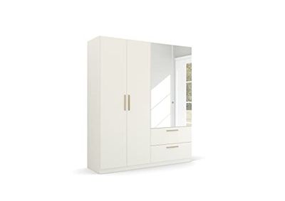 Rauch Möbel Skandi by Quadra Spin Armoire à Portes pivotantes avec Miroir, 2 tringles à vêtements, 2 étagères, 2 tiroirs, 181 x 210 x 54 cm