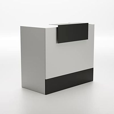 OFITURIA Mesa Mostrador Recepción, Mostrador para Tienda, Oficina, Peluquería, Negocio, etc. Mueble Escritorio para Recepción, Diferentes Tamaños, Color Gris + Grafito (1200mm)