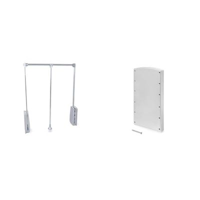 Emuca - Pull down clothes rack width 830-1150mm + 2 Lateral supplements, Metallic grey finish