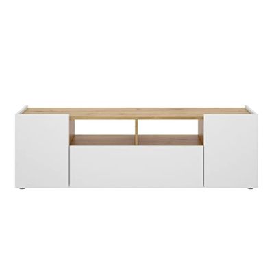 DEKIT GRUPO RIMOBEL Isola Meuble TV Basse, Melamine, Blanc et Nordic, 44 x 142 x 35 cm