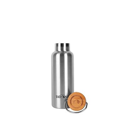 Tatonka Roestvrijstalen drinkfles, Hot + Cold Stuff Bamboo Lid, 500 ml, onbreekbare thermosfles met bamboedeksel, vaatwasmachinebestendig en BPA-vrij, 0,5 l