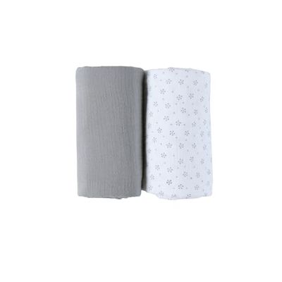 NOUKIE'S - Lot de 2 Langes Mix & Match - 100x100cm - Mousseline Coton - Fleurs