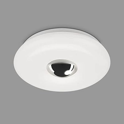 BRILONER - LED badkamer plafondlamp met chromen kap, IP44 LED badkamerlamp, neutraal wit licht, chroom wit, 290x80 mm (DxH).