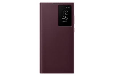 SAMSUNG Galaxy S22 Ultra S-View Flip Cover, Protective Phone Case, Tap Control, Cutting Edge Design, US Version, Burgundy, (EF-ZS908CEEGUS)