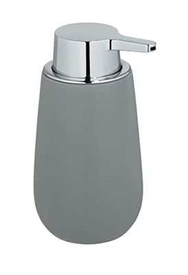 WENKO Dispensador de sabão Badi cinzento cerâmica - dispensador de sabão líquido capacidade: 0,32 l, cerâmica, 9,5 x 16 x 8 cm, cinzento