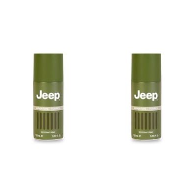 JEEP | Adventure - Deodorante Jeep Spray, Deodorante Uomo con Bassi Toni Olfattivi, note Fresche della Menta, Pompelmo e Pepe, Made in Italy, 150 ml (Confezione da 2)