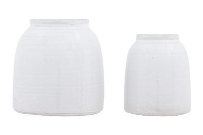 Creative Co-Op White Terracotta Vases (Set of Sizes)
