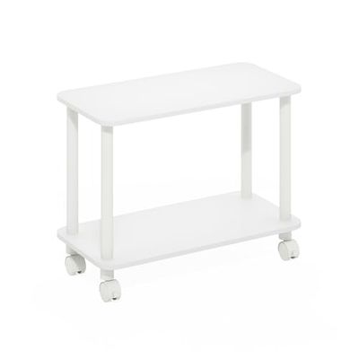 Furinno Turn-N-Tube moderne rechthoekige bijzettafel, bijzettafel met wielen, wit/wit
