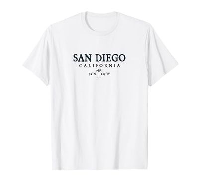 Regalo di San Diego California Palm Tree Surf Beach Maglietta
