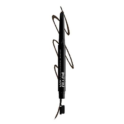 NYX Professional Makeup Ögonbrynspenna med vaxformel, exakt spets och tegelborste, fyll & fluff ögonbrynspenna pomade pencil, espresso (brun)