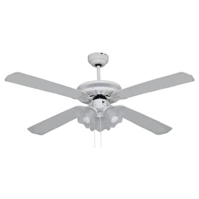 Bastilipo - Ventilador de techo clásico, tres tulipas 3xE27, 60 W, color blanco, 132 cm de diámetro, Alicante blanco