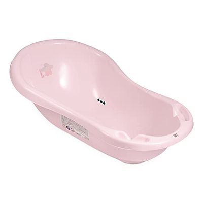 Hylat Baby Babybad voor pasgeborenen en baby's tot 12 maanden, met stop en antislipmat, gemaakt van BPA-vrij plastic, lengte: 84 cm, kleur: roze.