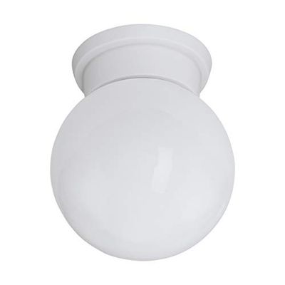 Eglo Durelo candeeiro de teto de 1 holofote, candeeiro de teto moderno para sala de estar, cozinha ou corredor, de plástico e vidro, cor branca, com tampa E27