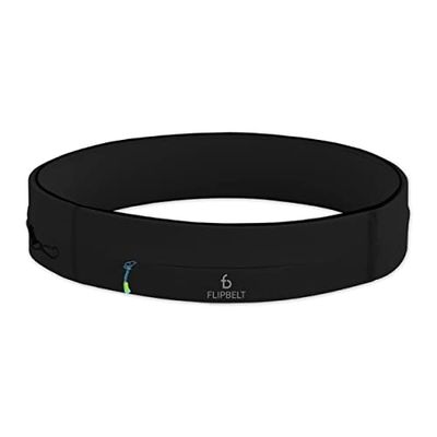 Ceinture Flipbelt avec fermeture éclair - Ceinture de course de qualité supérieure - Sac banane - Parfait pour vos clés, gels énergétiques et téléphones portables - Compatible avec iPhone 6/7/8/X/Plus Samsung S7 - Pour le sport, le jogging, le fitness, la marche, le yoga, les voyages, les activités en extérieur Large Noir