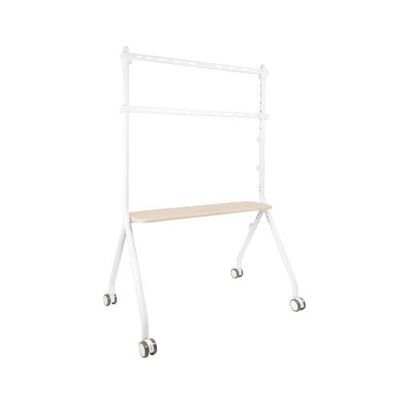 Soporte de Suelo - Soporte con Ruedas para Pantallas de 49" a 80", en Color Blanco y Haya, diseño Funcional y Resistente.