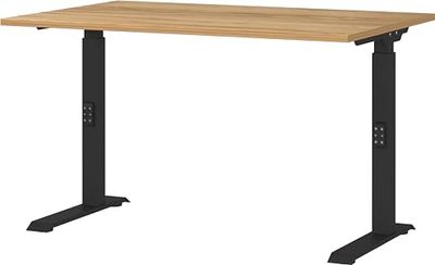 Germania Escritorio 7910-593, en Roble Navarro repro/Negro, con Ajuste de Altura, 120 x 91 x 80 cm (Ancho x Alto x Profundidad)